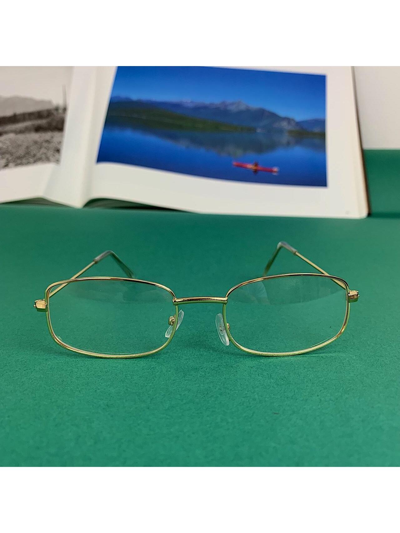 Vintage 2000s Style Unique Slim Gold Trim Clear Lenses Glasses. Glasses Are